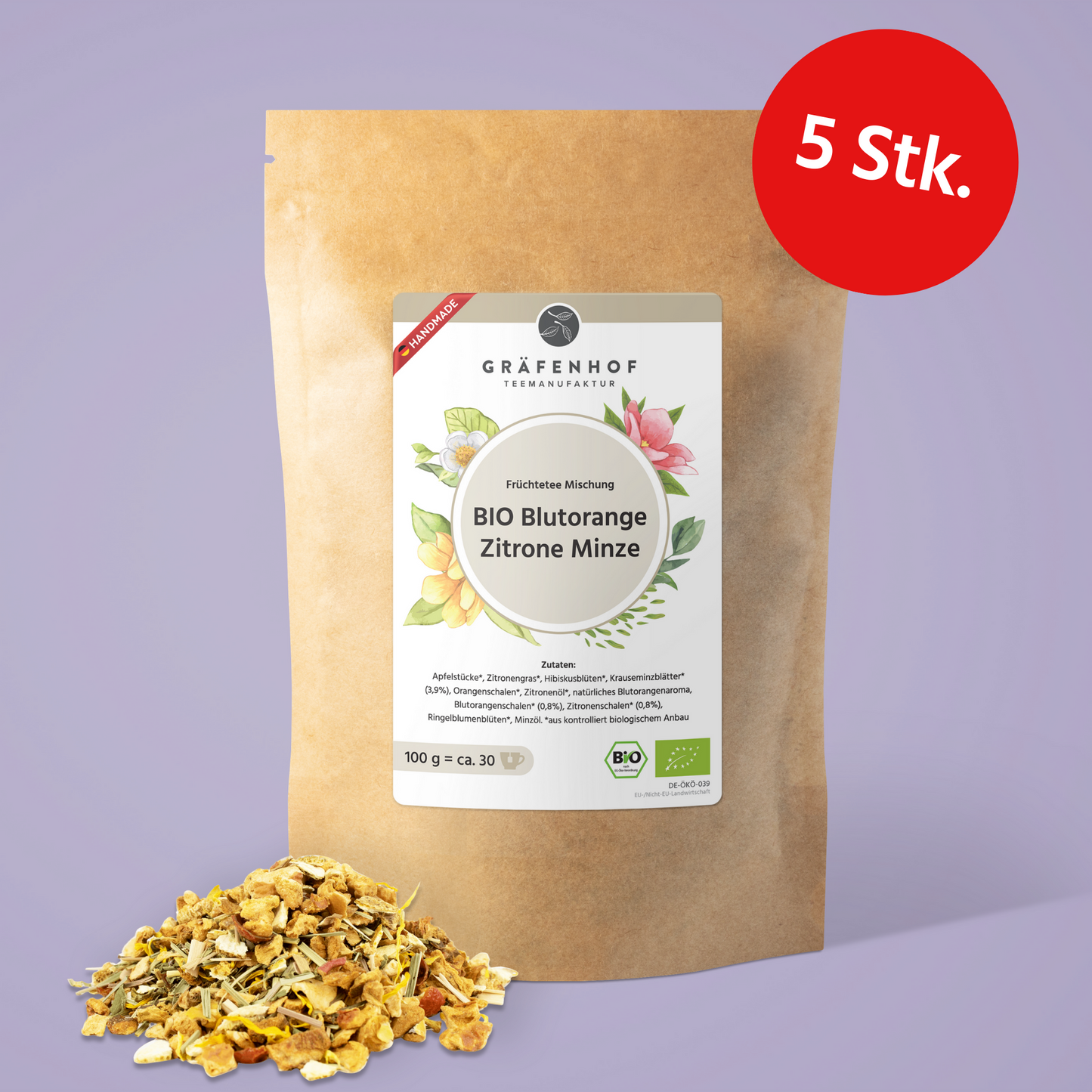 BIO Blutorange Zitrone Minze - 5 Stk. x 100g