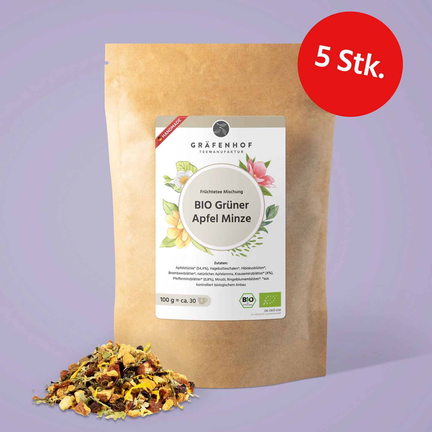 BIO Grüner Apfel - Minze - 5 Stk. x 100g