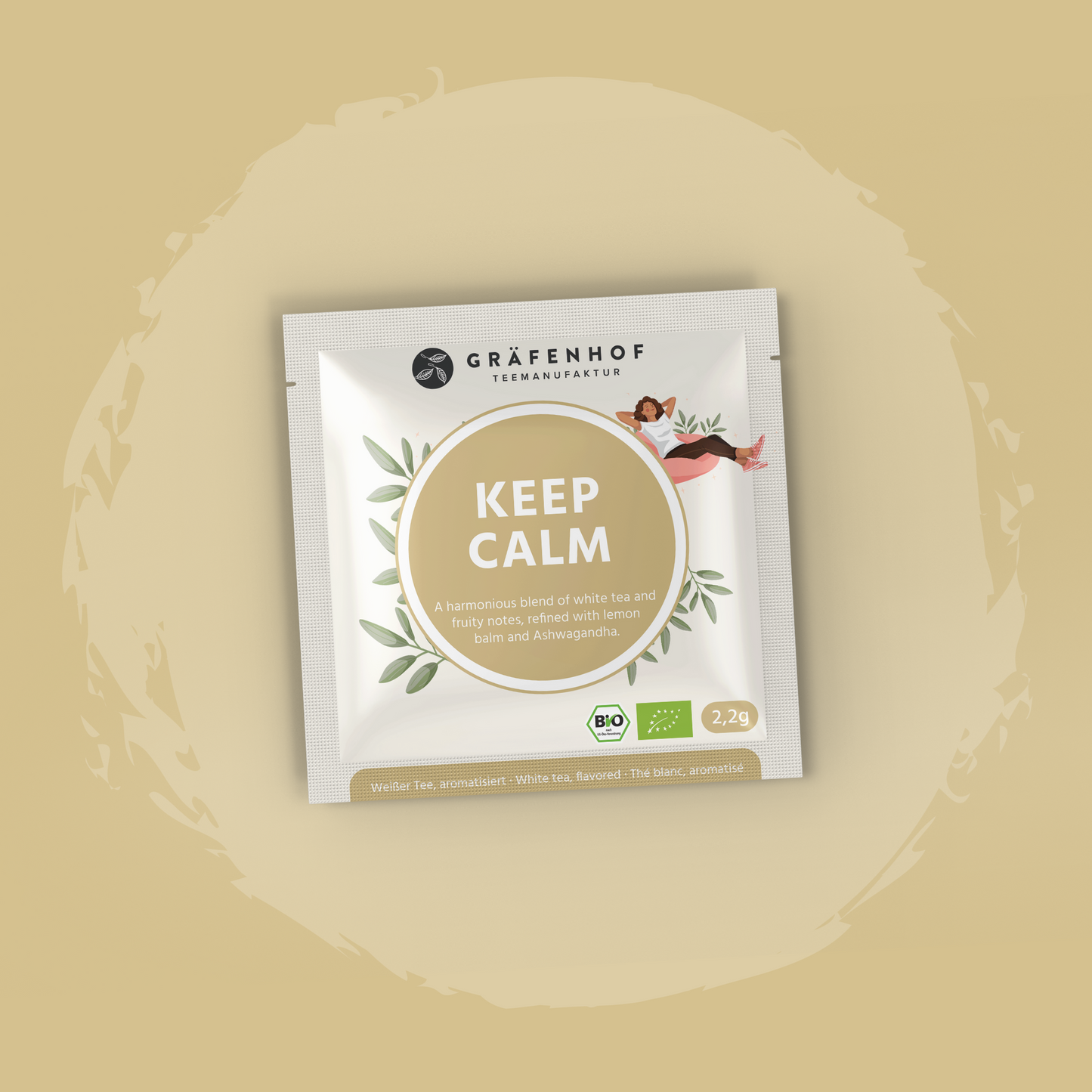 Keep Calm Tee, Pyramidenbeutel mit Sachet