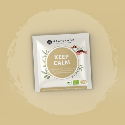 Keep Calm Tee, Pyramidenbeutel mit Sachet